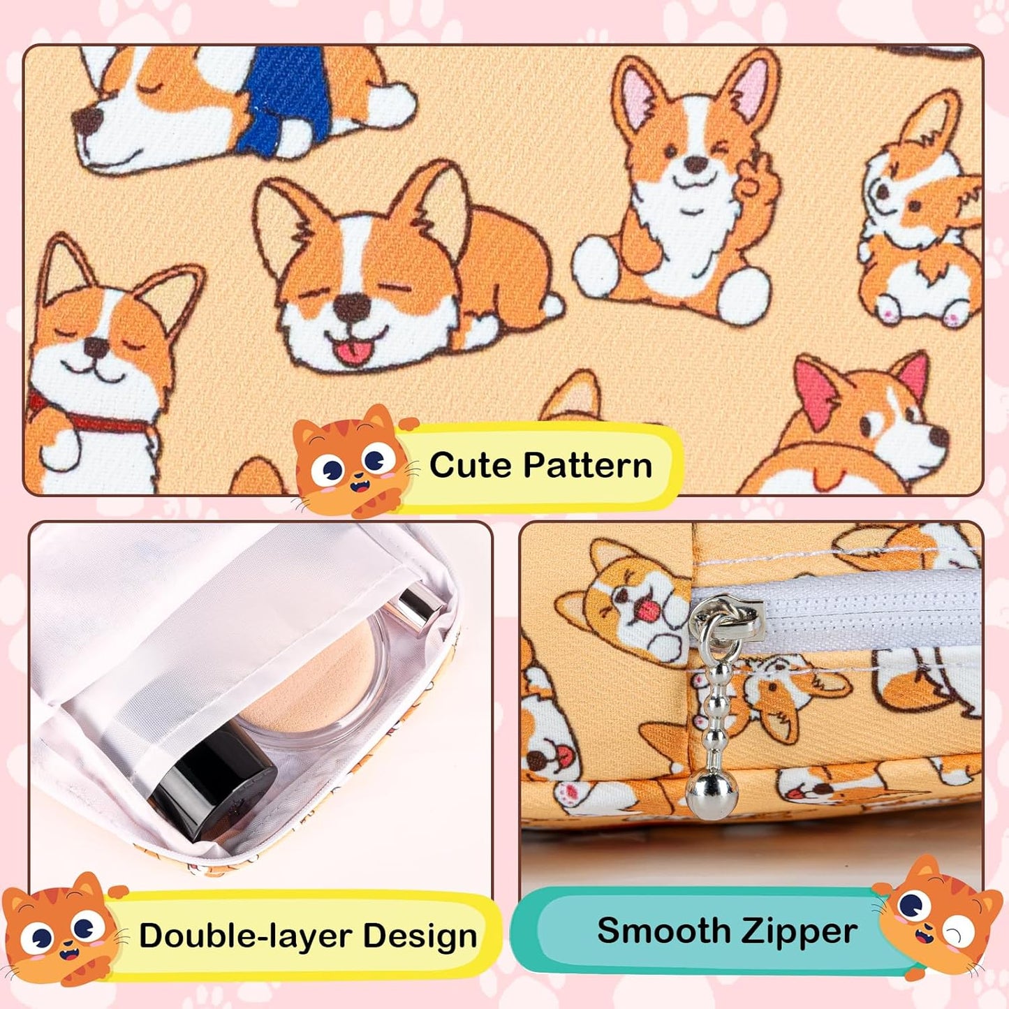 Period Bag Pouch, Canvas Sanitary Napkin Storage Bag for Girls Womens, Portable Sanitary Napkin Period Pad Pouch for Purse, Small Make Up Bags(Blue Cat N0461)