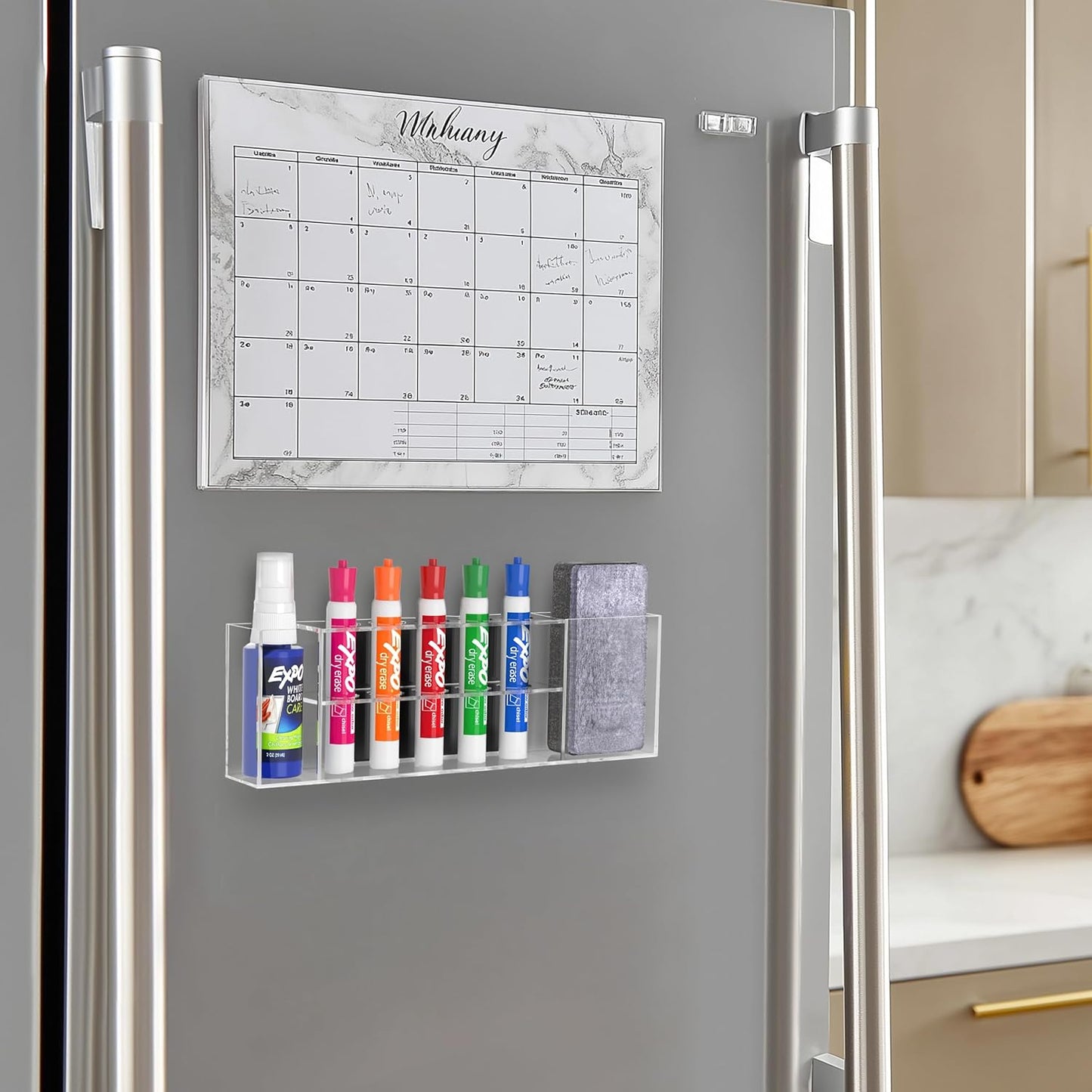 HBlife Acrylic Magnetic Dry Erase Marker Holder for Whiteboard, Wall Mount 5 Slots Magnet Pen Pencil Holder for Fridge Refrigerator, Locker Organizer Accessories for School Classroom Office, Clear