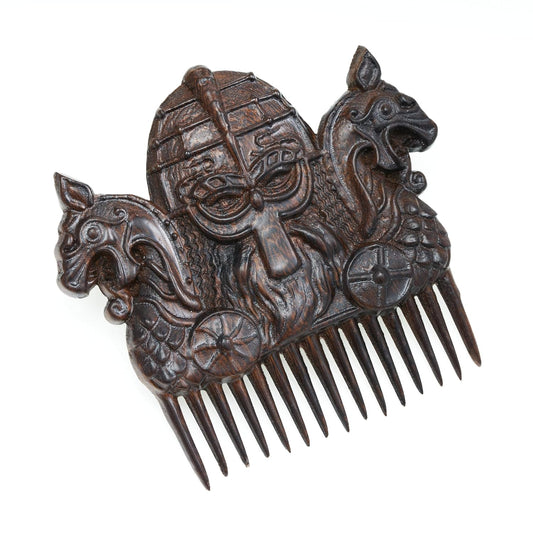 Handicraftviet Hand-Carved Wooden Comb, Wooden Viking Comb for Men's Hair, Beard, and Mustache, Great Gift - Natural Wood