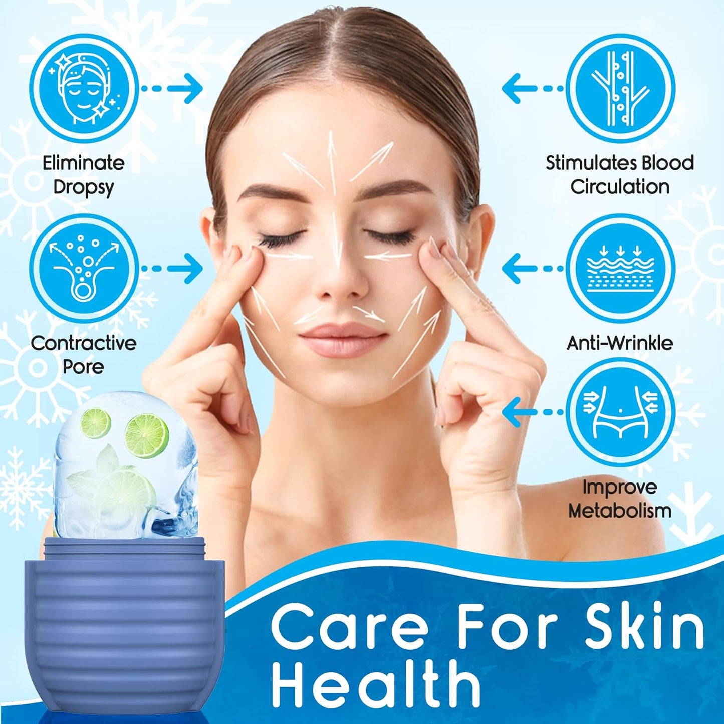 1Pcs Ice Roller for Face, Ice Face Roller, Reusable Silicone Ice Mold for Face, Facial Beauty Ice Roller Skin Care Tools for Shrink Pores Anti Wrinkle Reduce Puffiness (Purple)