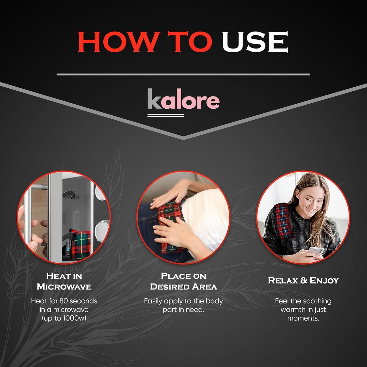 Microwavable Heating Pads for Winter, Back, Stomach & Head Comfort – Kalore Neck Wrap with Velboa Faux Fur Cover – Even Heat Distribution Hot Compress Bag - Wheat Heat Pad – Lavender Scent – Black