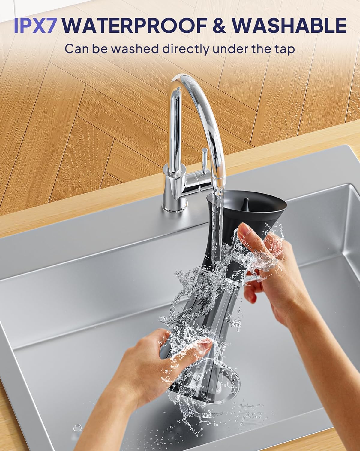 Upgraded Ear Wax Removal with One-Piece Waste Tank, Safe Ear Cleaner with Water Temperature Sensor, Effective Ear Irrigation Kit, IPX7, Semi-Transparent