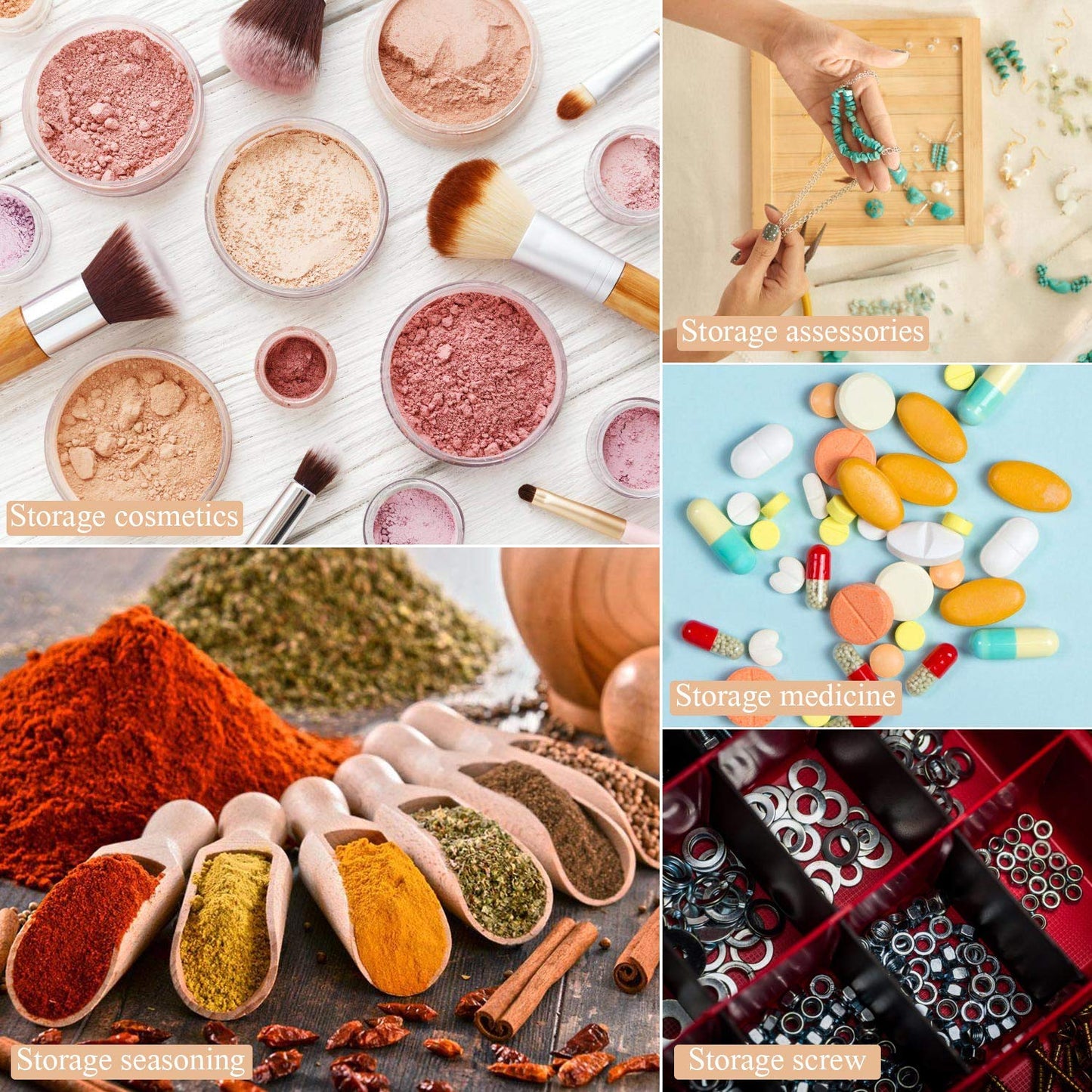 100 Count Empty Makeup Jars 15g Cosmetic Containers with Lids Leak Proof Sample Containers Refillable Plastic Containers - White