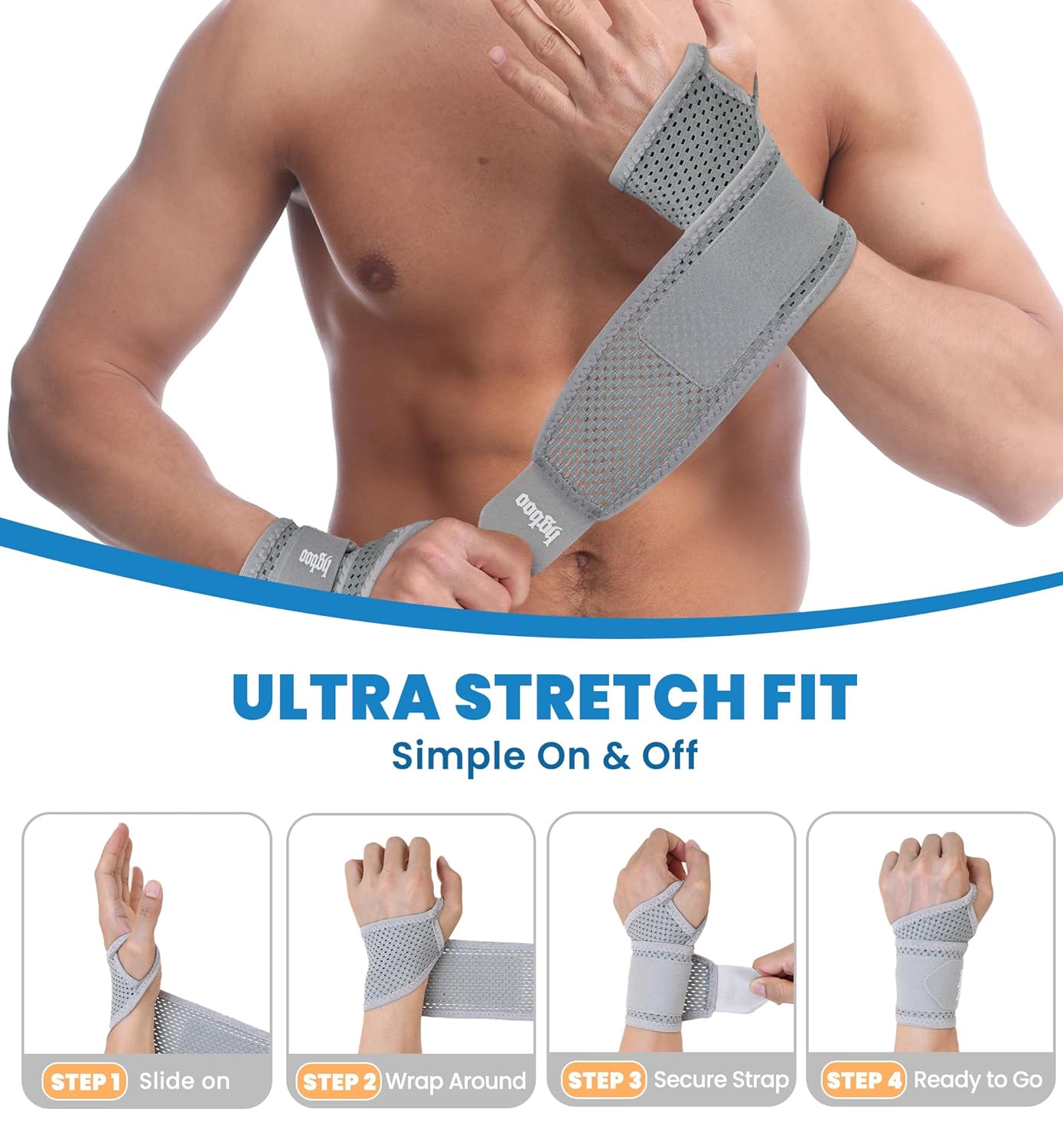 2-Pack Ultra-Thin Wrist Braces, Breathable Comfort Mesh Fabric Support for Pain Relief - Ideal for Carpal Tunnel, Tendonitis, Sports, Fitness and Daily Use - Adjustable Wrist Support (Gray)