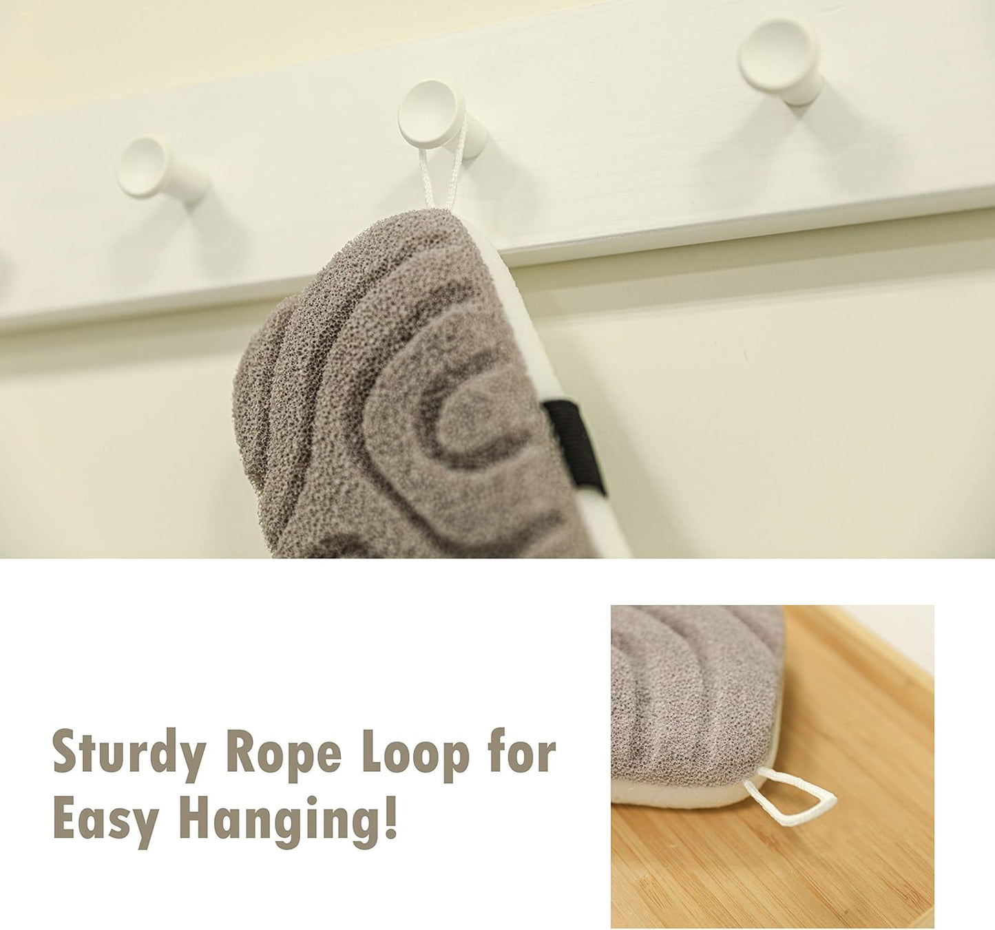 myHomeBody Loofah Exfoliating Body Scrubber, Bath Sponge for Women, Body Exfoliator for Men, with Handy Strap