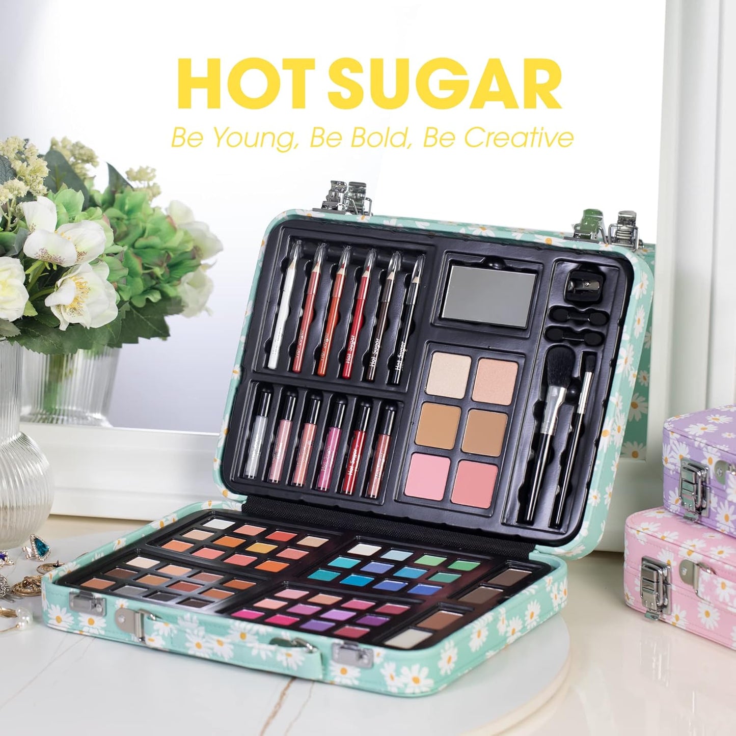 Hot Sugar Makeup Kit for Teenager Girls 10-12, All in One Beginner Makeup Kit for Women Full Kit, Teen makeup kit Cosmetic Gift Set on Birthday Christmas (MINT DAISY)