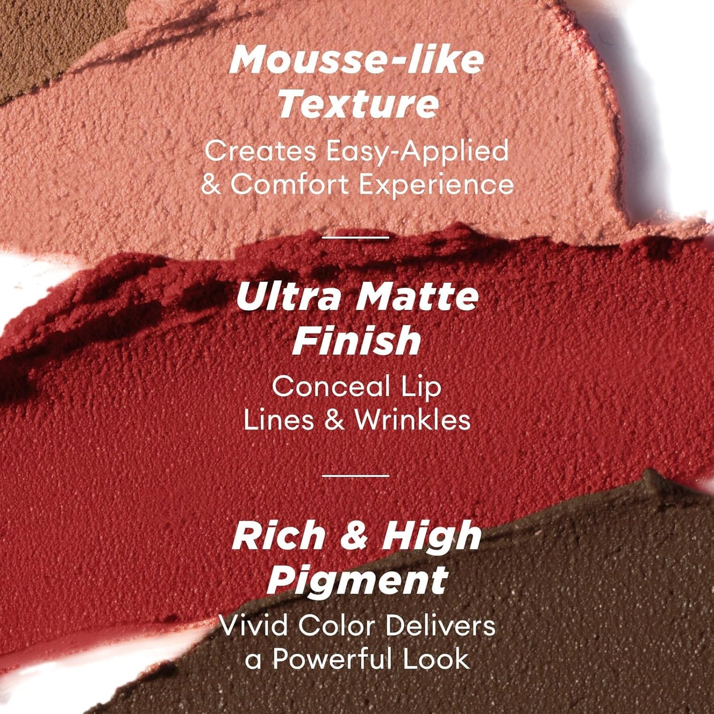 ITY Velvet Matte Finish Lip Stain-Mousse Textured Lip Clay, Red Shade, Conceals Lip Lines, Rich Pigment Lip Tint Lipsticks, 0.14 oz (4g) in Earthy, Ruby.