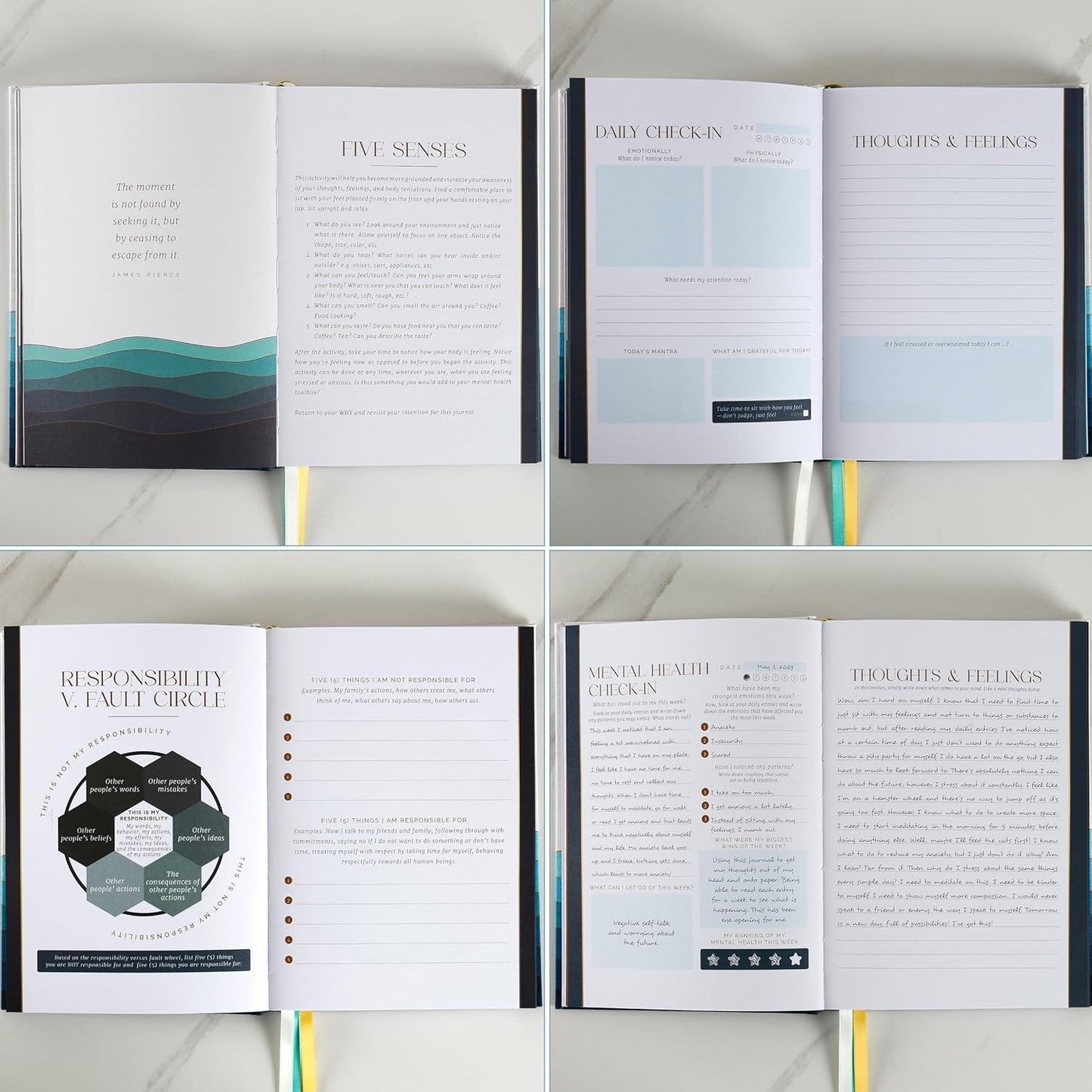 90-Day Guided Mental Health Journal for Anxiety, Mindfulness & Emotional Wellness – Eco-Friendly Cover Made from Recycled Ocean Plastic – Daily Prompts for Self-Care, Self-Reflection, Calm, Stress Relief & Inner Strength