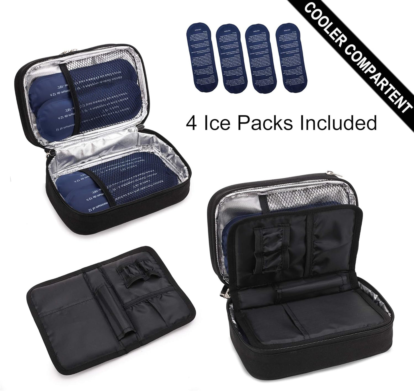 Apollo Walker Insulin Cooler Travel Case Diabetic Medication Cooler with Ice Packs and Insulation Liner TSA Approved