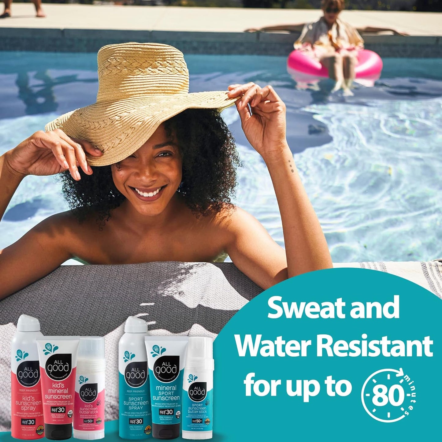 All Good Baby & Kids Mineral Sunscreen Butter Stick for Face, Nose, Ears - UVA/UVB Broad Spectrum SPF 50, Coral Reef Friendly, Water Resistant, Zinc Oxide, Coconut Oil, Beeswax, Vitamin E (2.75 oz)