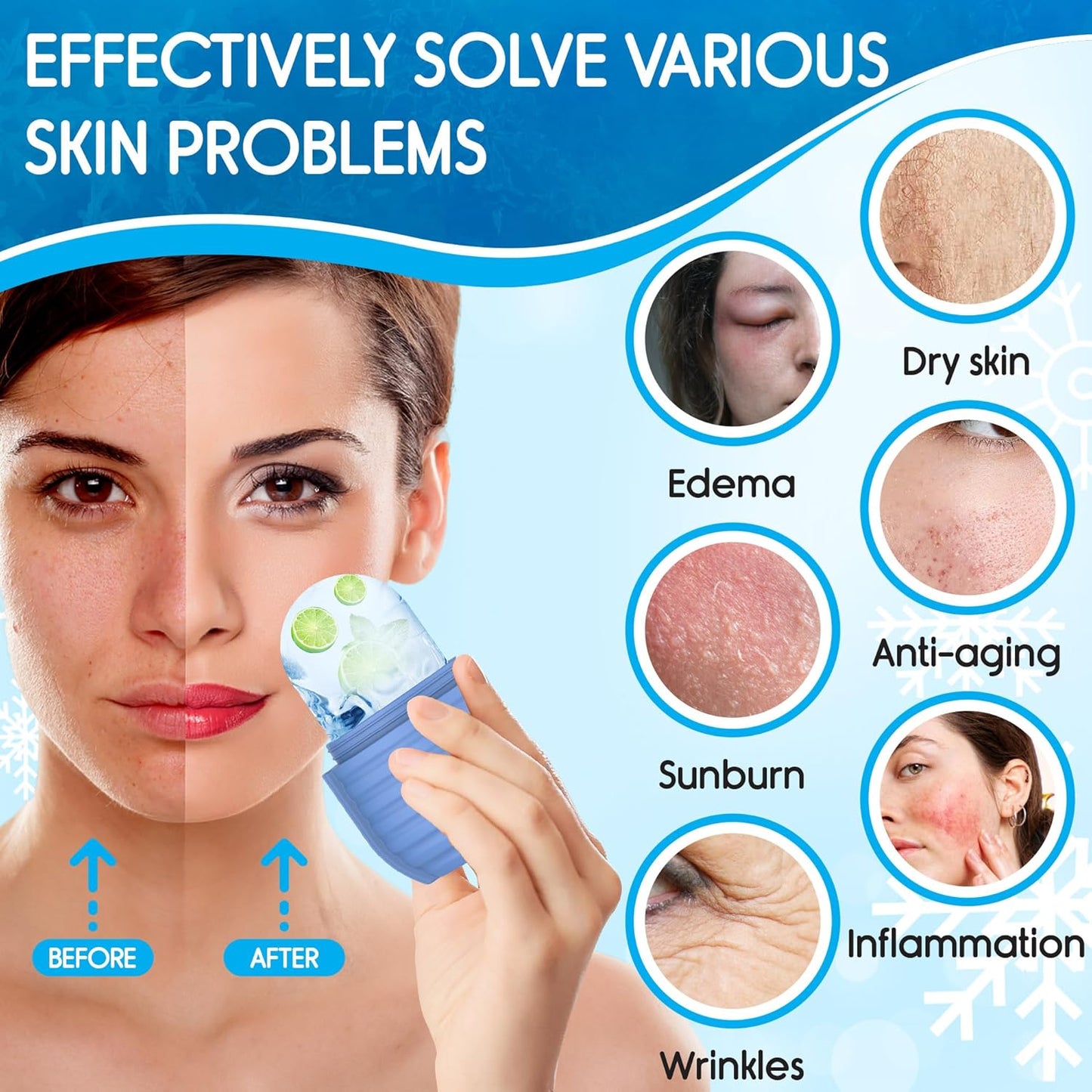 1Pcs Ice Roller for Face, Ice Face Roller, Reusable Silicone Ice Mold for Face, Facial Beauty Ice Roller Skin Care Tools for Shrink Pores Anti Wrinkle Reduce Puffiness (Black)