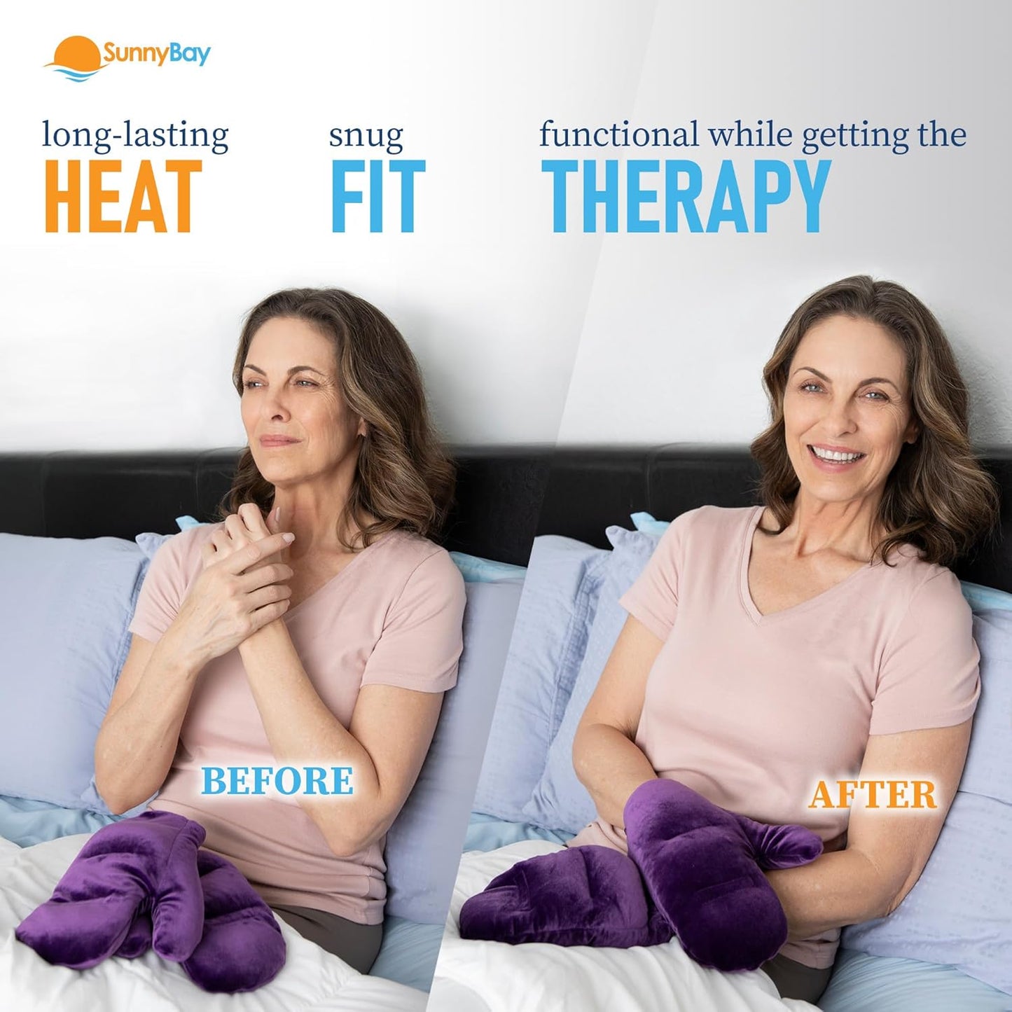 SunnyBay Microwavable Heated Hand Warmer Gloves for Women and Men, Weighted Arthritis Gloves for Women for Pain, Stay-on Wrist Elastic and Bulk-Free Grip for Maximum Functionality, Pair(Small)