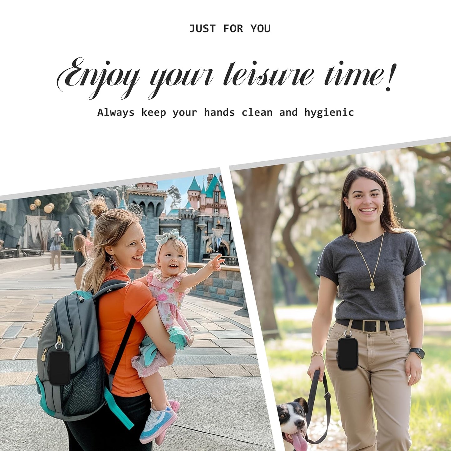 Hand Sanitizer Spray Case, Hand Sanitizer Holder Zippered Pouch, Cute Fashion Accessory with Snap Hook for Glow Mist and Power Mist 1FL OZ, Black