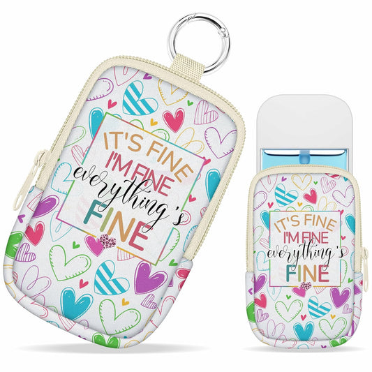 Hand Sanitizer Spray Case, It's Fine Hand Sanitizer Holder Zippered Pouch, Cute Fashion Accessory with Snap Hook for Glow Mist and Power Mist 1FL OZ