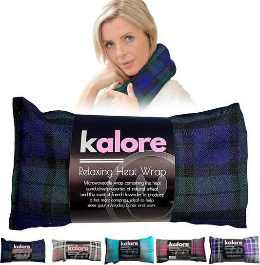 Microwavable Heating Pads for Winter Warmth, Back, Stomach & Head Comfort – Kalore Cotton Tartan Neck Wrap – Even Heat Distribution Hot Compress Bag – Wheat Heat Pad XL – Lavender Scent – Black Watch