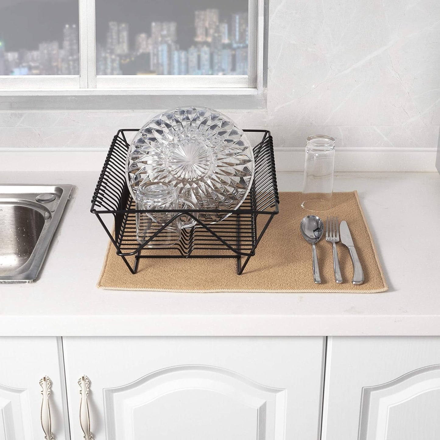 Absorbent, Reversible Microfiber Dish Drying Mat for Kitchen, 18 Inch x 24 Inch