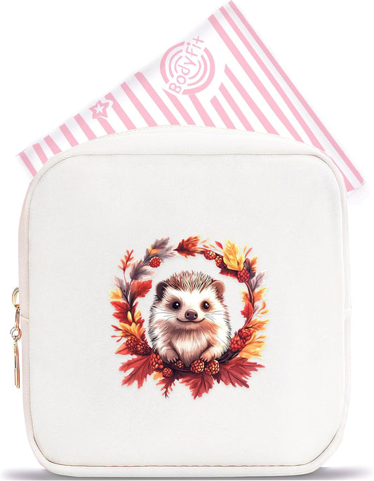 Hedgehog Mini Makeup Bag, Hedgehog Gift For Women Girls, Cute Portable Zipper Pouch Cosmetic Bag For Teen Girls Kids, Small Storage Bag For Sanitary Pad, Period napkin bag!