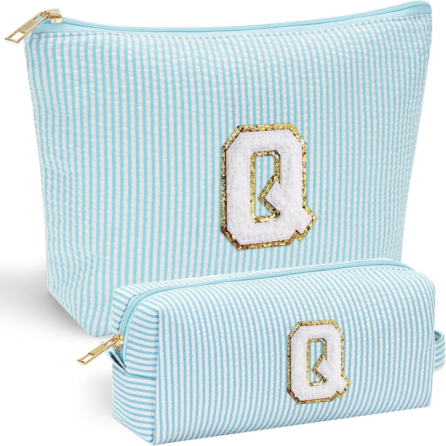 YOOLIFE Initial Makeup Bag for Women Girls - Teenager Girl Gift Ideas | Cute Make Up Bag | Personalized Gifts for Women Friends | Skin Care Bag | Mothers Day Gifts | Tween Girls Trendy Stuff Q