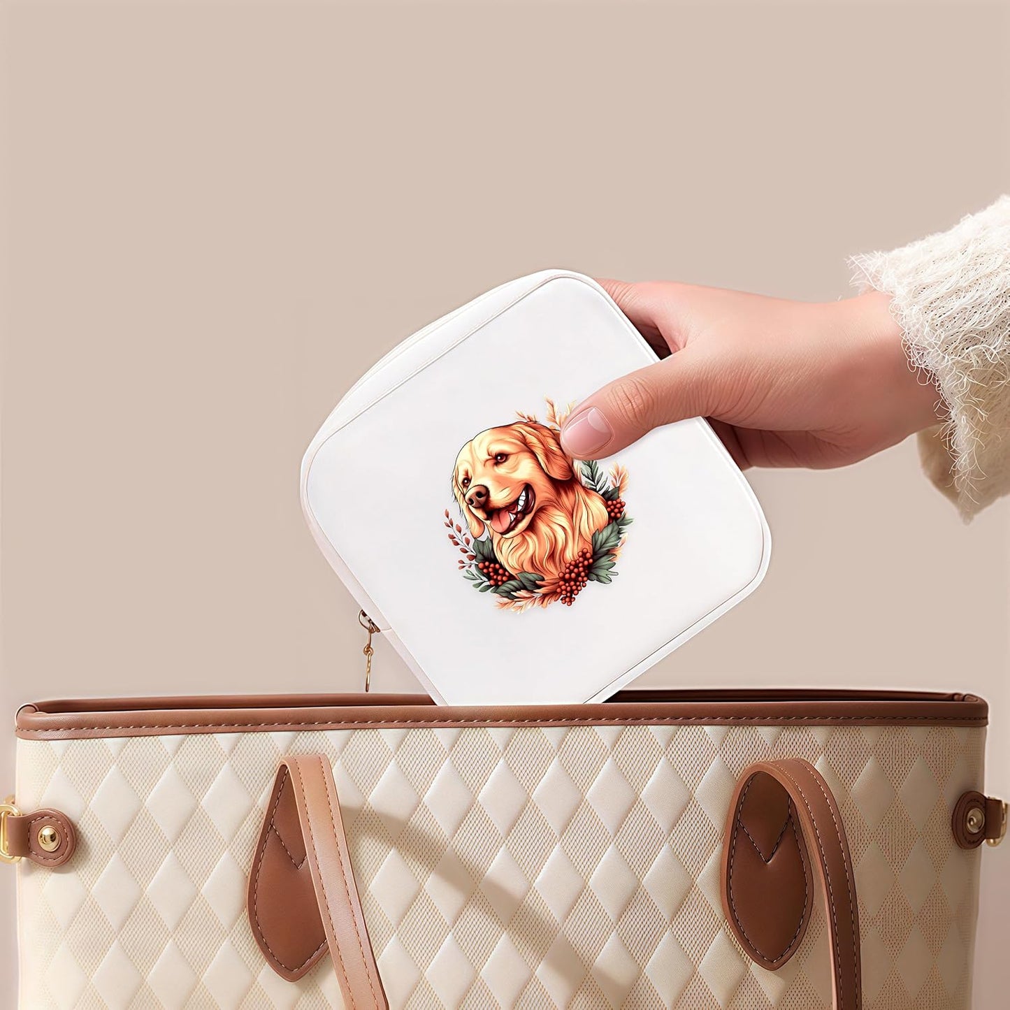 Golden Retriever Mini Makeup Bag, Gift For Women Girls, Cute Portable Zipper Pouch Cosmetic Bag For Teen Girls Kids, Small Storage Bag For Sanitary Pad, Period napkin bag!