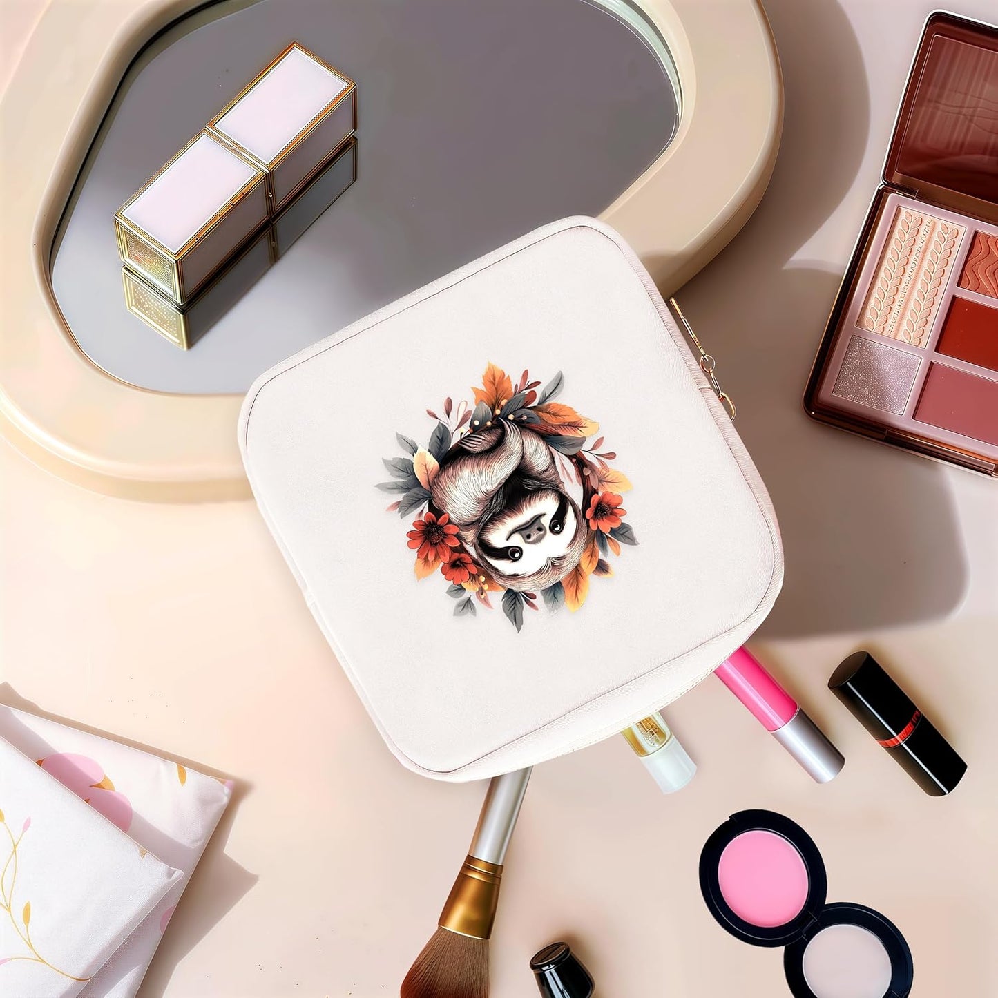 Sloth Mini Makeup Bag, Sloth Gift For Women Girls, Cute Portable Zipper Pouch Cosmetic Bag For Teen Girls Kids, Small Storage Bag For Sanitary Pad, Period napkin bag!