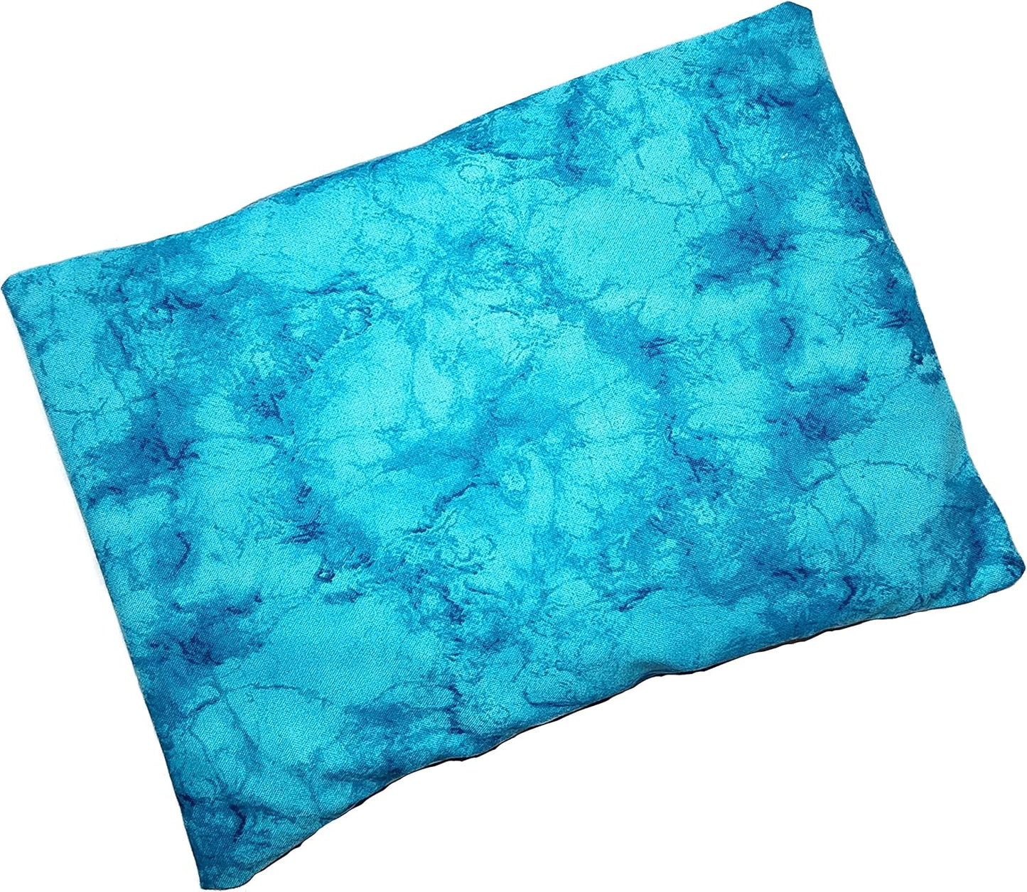 Microwavable Corn Filled Heating Pad and Cold Pack/Washable 100% Cotton Cover (Watermark - Aqua, 7.5in W x 11in L)