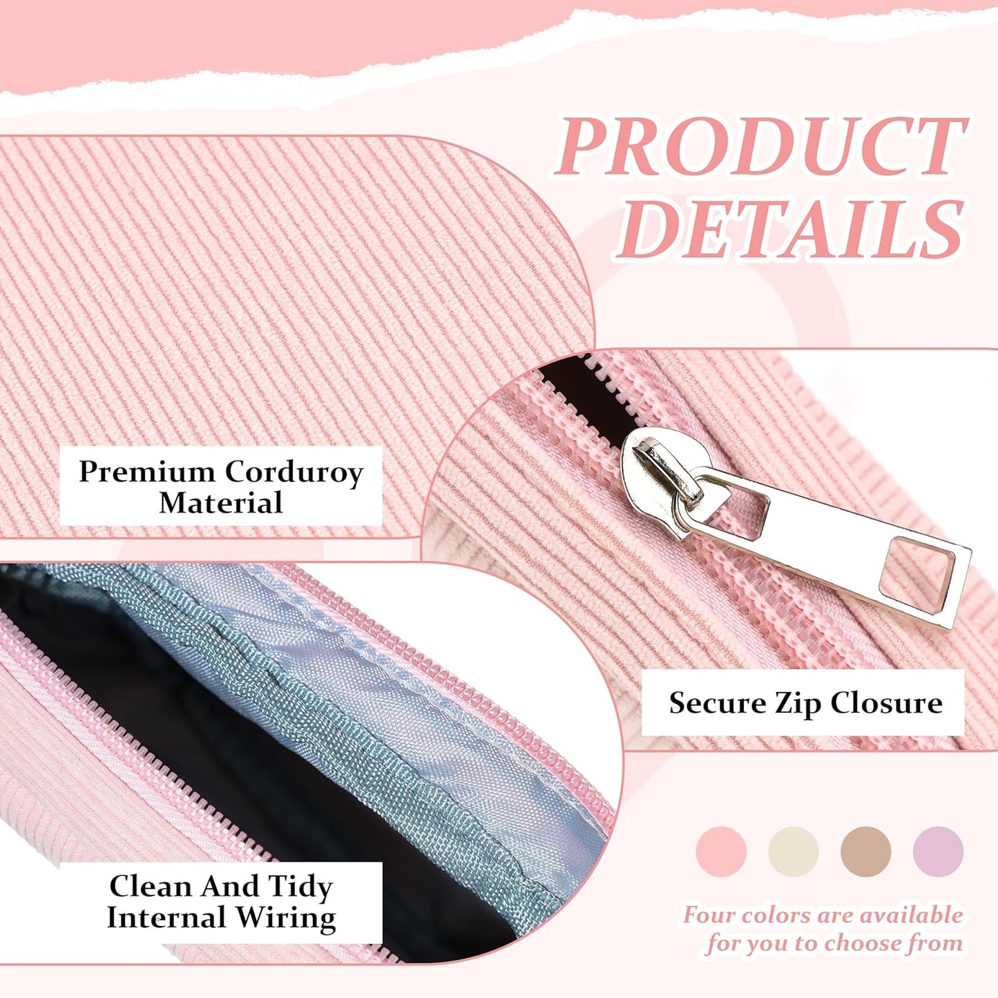 4 Pcs Period Bags For Teen Girls, Corduroy Sanitary Napkin Storage Bag First Period Pad Pouches Tampon Holder for Purse with Zipper