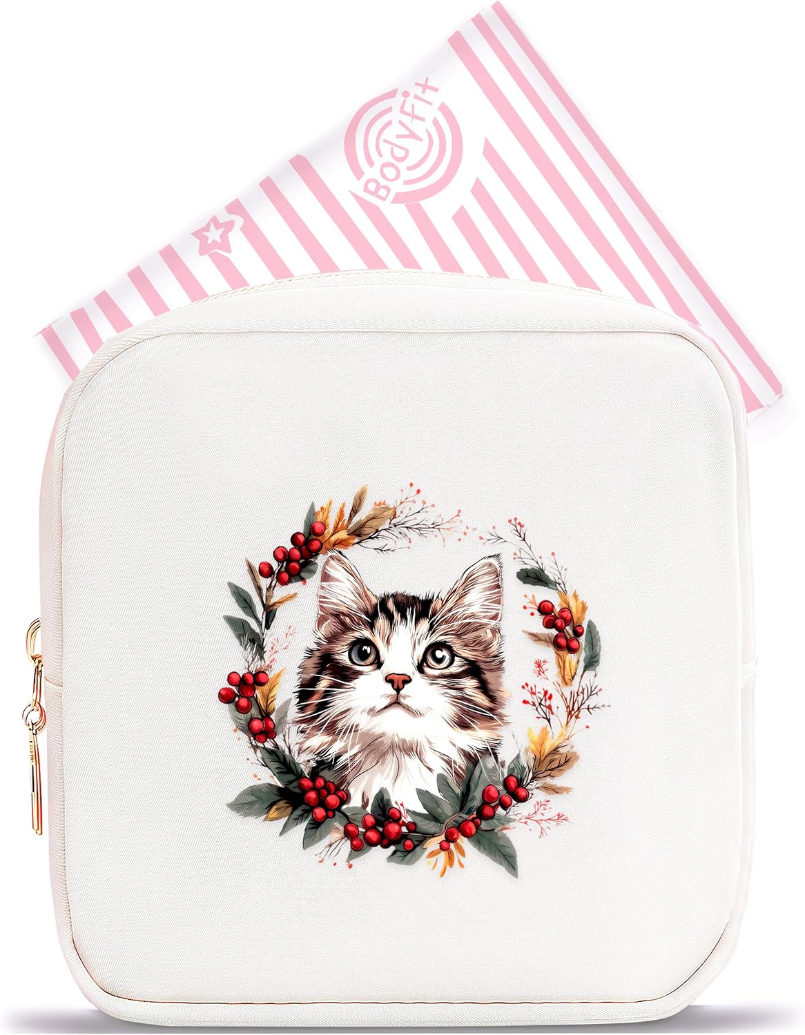 Cat Mini Makeup Bag, Cat Gift For Women Girls, Cute Portable Zipper Pouch Cosmetic Bag For Teen Girls Kids, Small Storage Bag For Sanitary Pad, Period napkin bag!