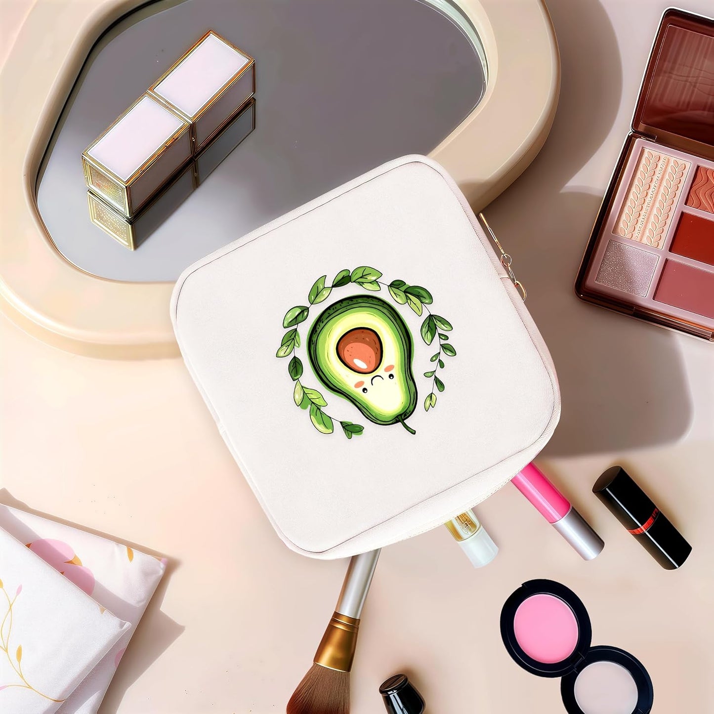 Avocado Mini Makeup Bag, Avocado Gift For Women Girls, Cute Portable Zipper Pouch Cosmetic Bag For Teen Girls Kids, Small Storage Bag For Sanitary Pad, Period napkin bag!