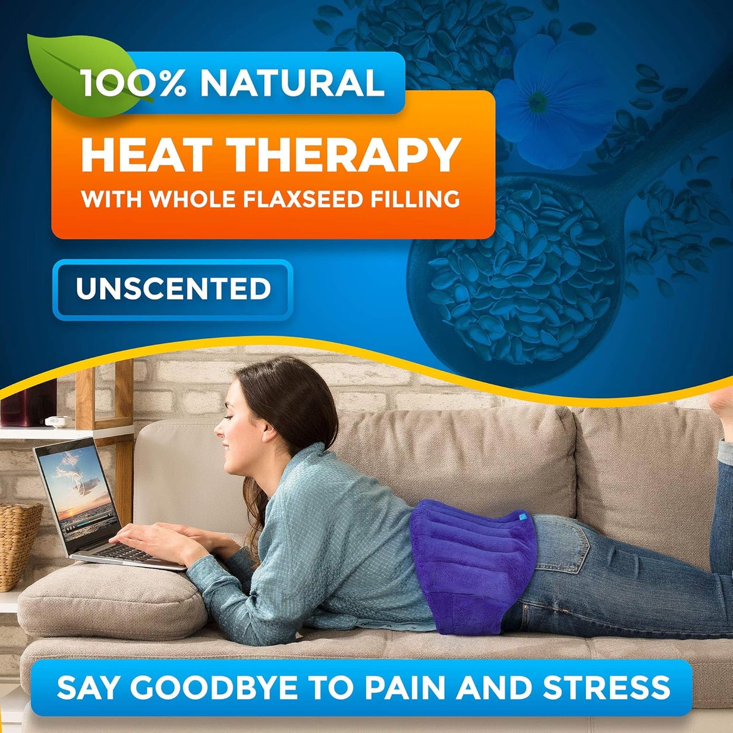 Microwavable Extra Large Heating Wrap for Lower Back, Waist, Stomach, and Shoulder – Moist Heat Therapy Pad for Instant Pain Relief in Case of Aches, Muscle Spasms, Slipped Discs, and Surgery Recovery