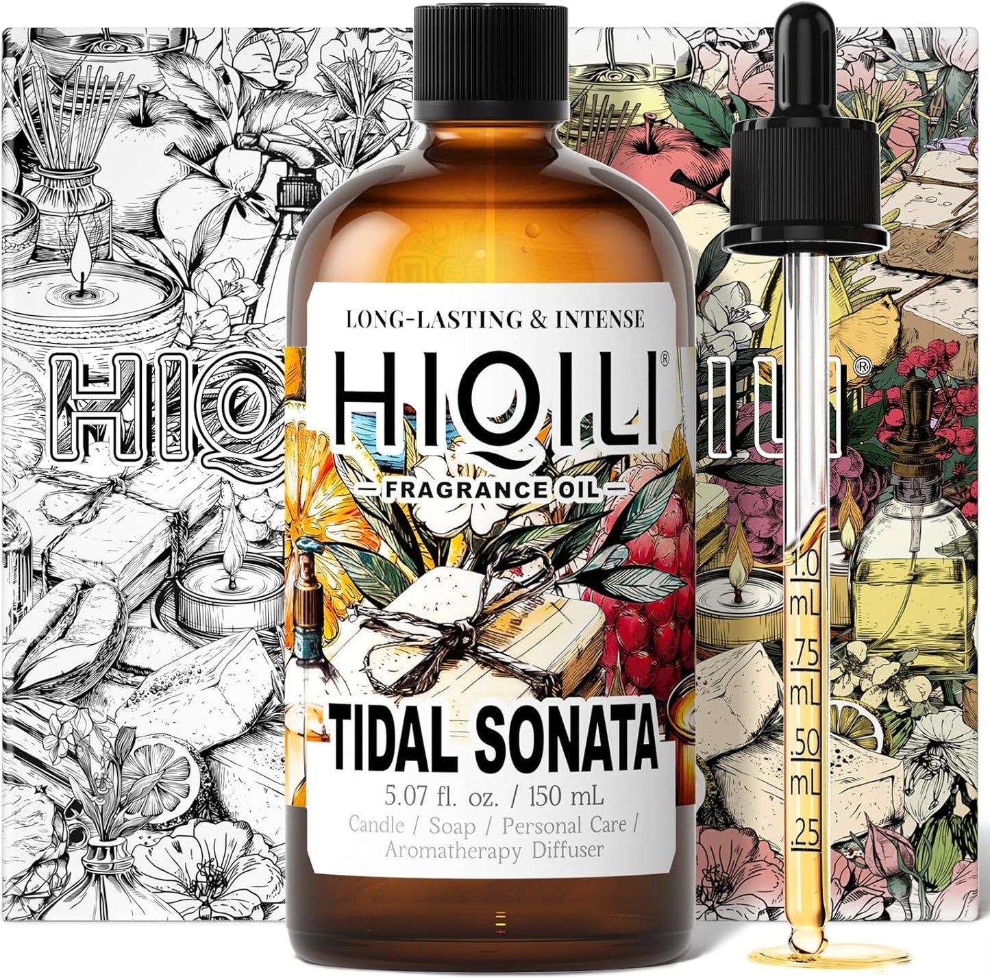 HIQILI Tidal Sonata Fragrance Oil for Diffuser, Candle & Soap Making, Personal Care Scenting, Aquatic Notes, Long-Lasting Scents - 5.07 Fl Oz